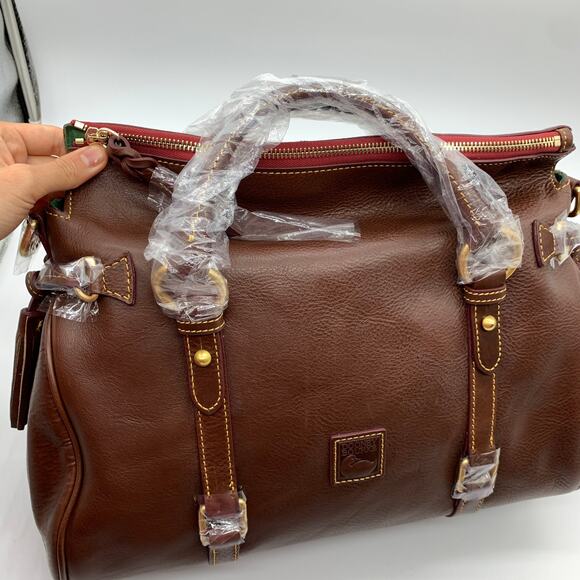 Dooney & Bourke Handbags Florentine Leather Satchel Brown Cheatnut Color - Picture 12 of 16